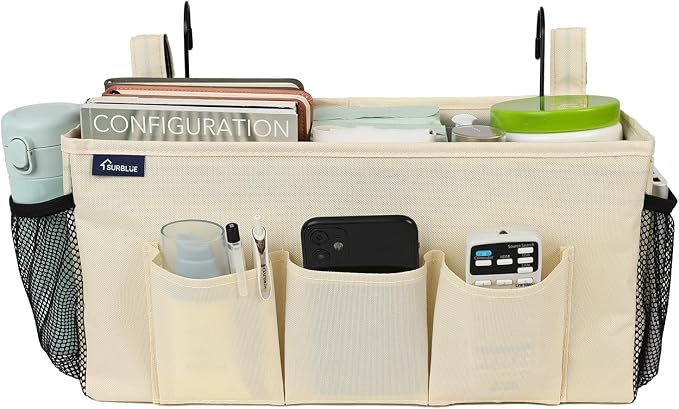 Surblue Bedside Organizer with Hook Caddy Hanging Storage Bag with Adjustable by SURBLUE