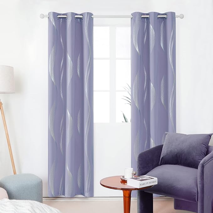 Deconovo Curtains for Living Room, Pattern Blackout Curtains 54 Inches Long | - Image 2