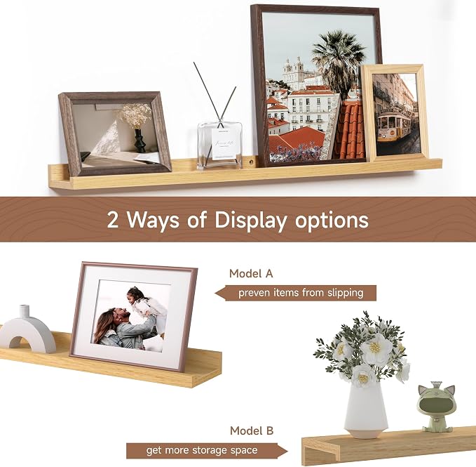 Fun Memories Picture Ledge Shelf, 32 Inch Floating Shelves Set of 2, Large - Image 6