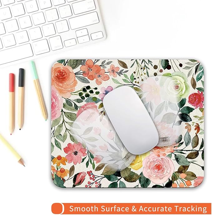 Armanza Square Mouse Pad Watercolour Floral,Personalized Premium-Textured Custom Mouse Mat Design,Washable Mousepad Cloth,Non-Slip Rubber Base Computer Mouse Pads for Wireless Mouse
