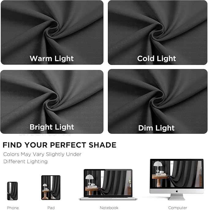 CUCRAF Dark Grey Blackout Curtains 84 inch Length 2 Panels Set, Rod Pocket Room - Image 3