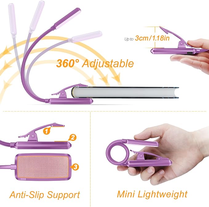 Gritin 9 LED Rechargeable Book Light - Image 5
