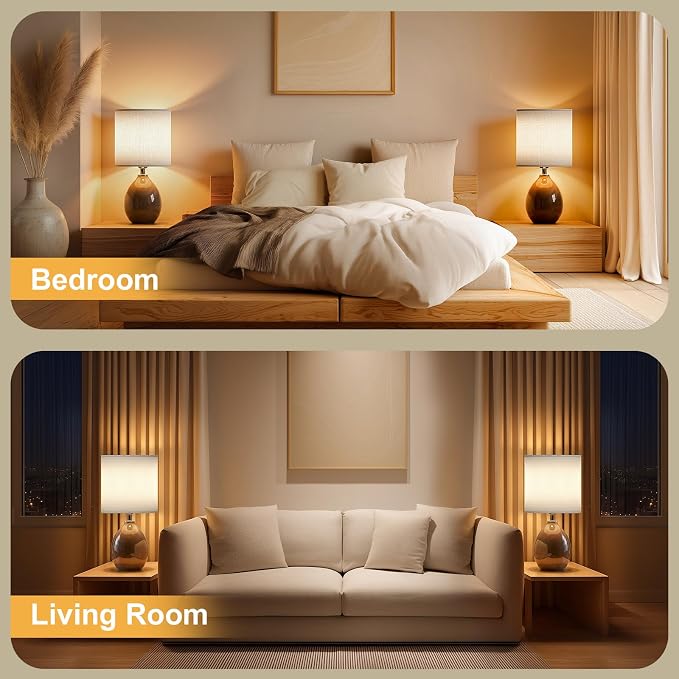 18.5" Table Lamp Set of 2 for Living Room Bedroom, Bedside Lamps for Night - Image 5
