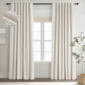 Topfinel 92 Inch Long Black Out Custom Drapery 2 Panels Neutral Blackout Cream by Topfinel
