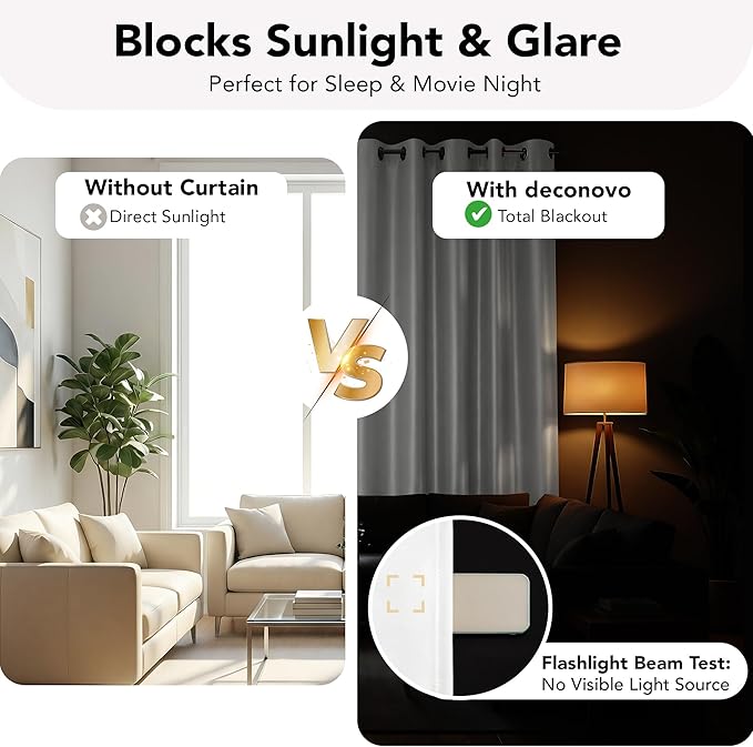 Deconovo 100% Blackout Curtains - Image 3
