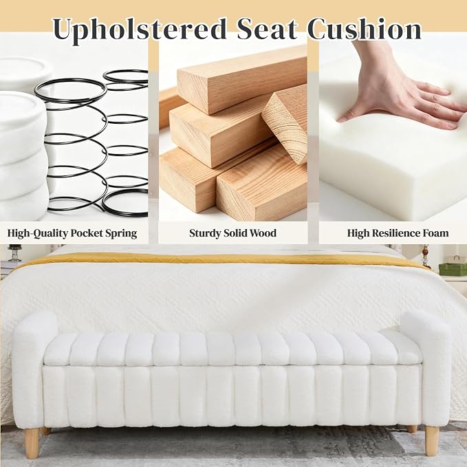 Aoiy & Wifon 63.4" W Large Storage Ottoman Bench, King Size End of Bed Storage - Image 4