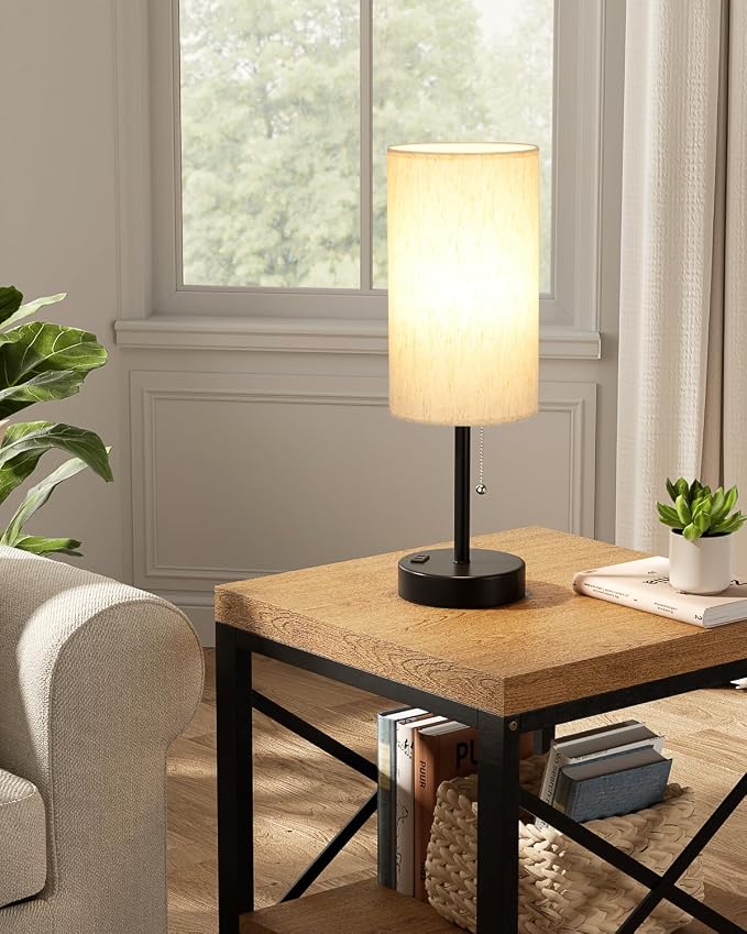 17.4" Cream Bedside Table Lamps Set of 2 - Image 6