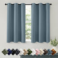 Short Stone Blue Blackout Kitchen Curtain W40 x L45 Inch 2 Panels | Thermal by Woaboy