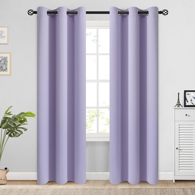 COSVIYA Grommet Room Darkening Lilac Curtains 84 inch Long by COSVIYA