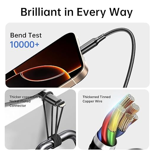 Multi USB Charging Cable 3A, (2Pack 6.6FT)3 in 1 Fast Charger Cord Connector with Dual Phone/Type C/Micro USB Port Adapter, Compatible with Tablets Phone 12 11 Pro 8 7 6 Samsung Galaxy(Charging Only)