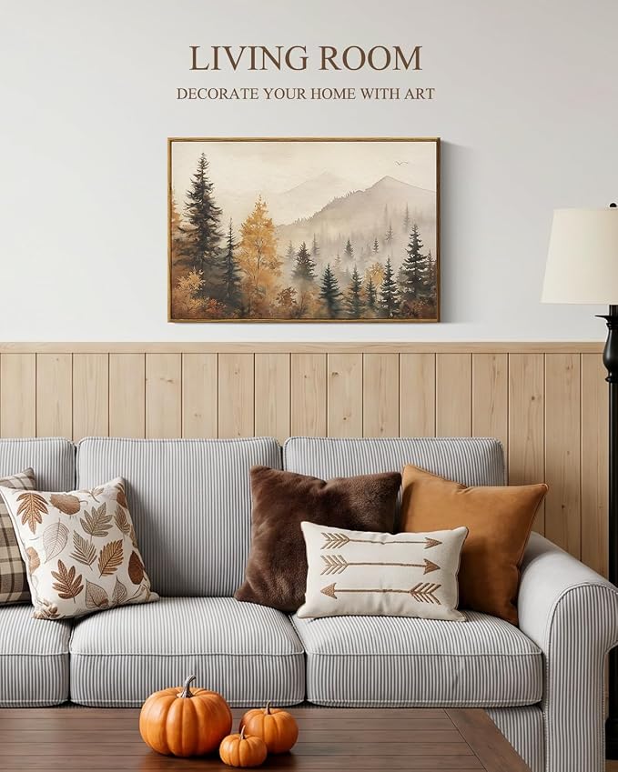 InSimSea Fall Forest Large Wall Art Decor, Trees Autumn Mountains, 16x24in | - Image 2