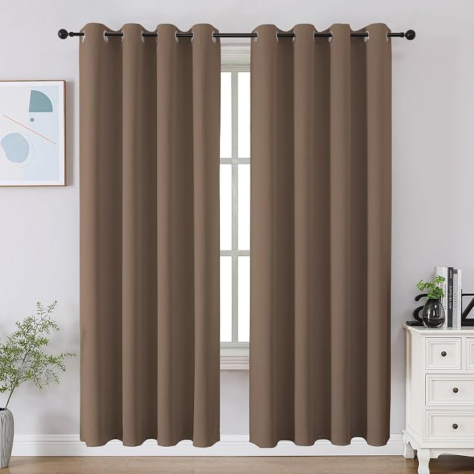 CUCRAF Khaki Blackout Curtains 72 inch Length 2 Panels Set, Room Darkening by CUCRAF