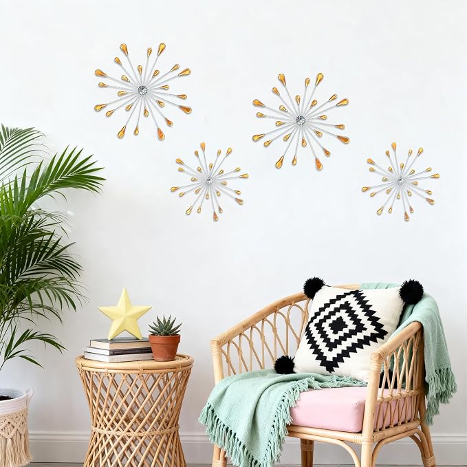 ZEXUIRU 4 Set Silver Starburst Wall Art - Image 9