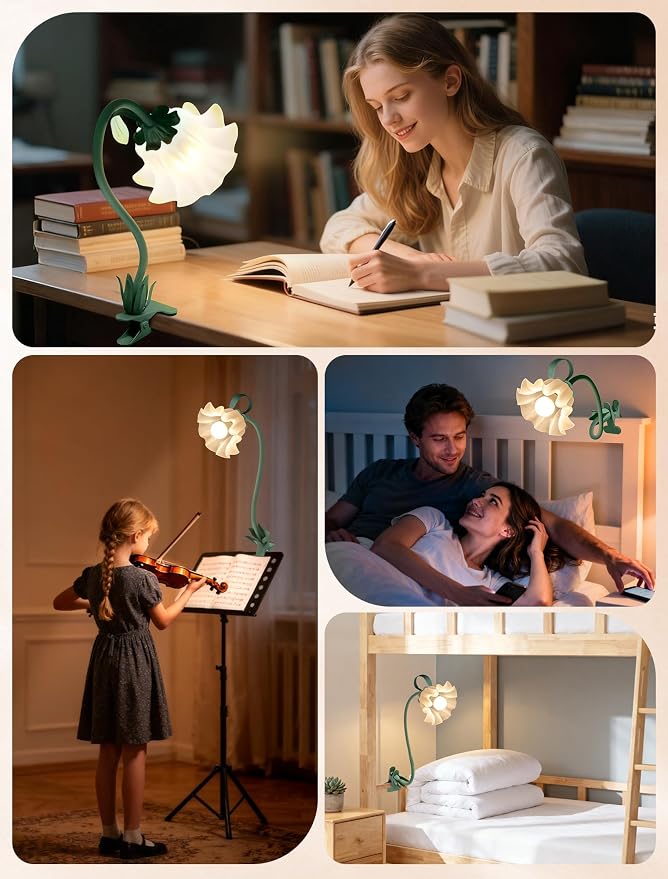 Clip On Flower Lamp for Bedroom, Aesthetic Bedside Reading Light - Image 7