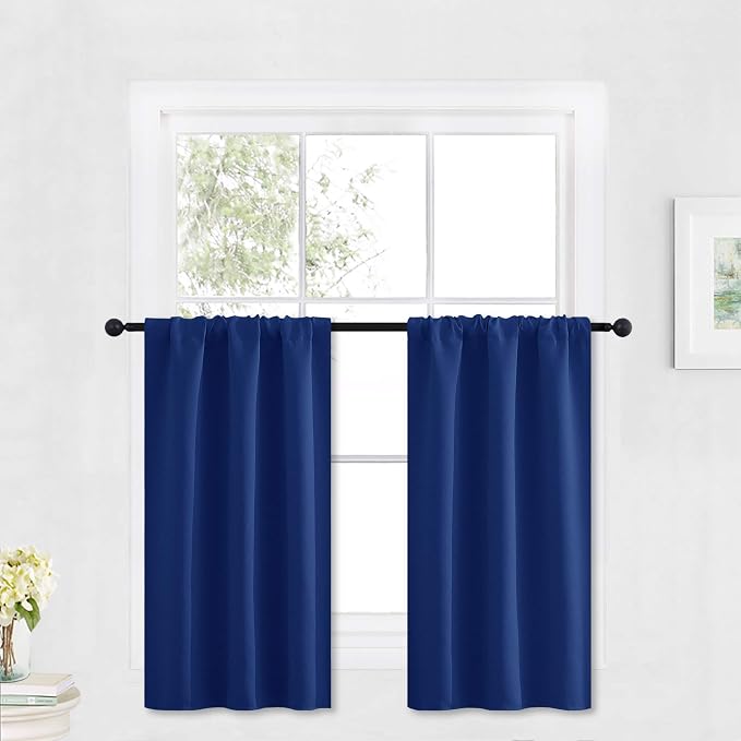 RYB HOME Cafe Blackout Curtains 30 inch Length, Short Window Curtain Tiers | by RYBHOME