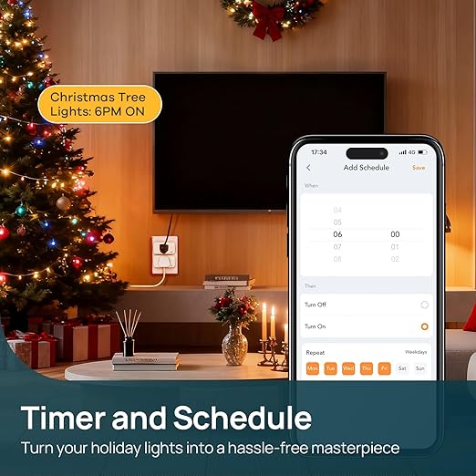 Linkind Matter Smart Plug with LED Night Light, Work with Alexa, Apple Home, Google, Smart Outlet 15A/1800W, Dusk to Dawn, Plug in Wall, Timer&Schedule, ETL&FCC Certified, 2.4GHz Wi-Fi Only, 1 Pack