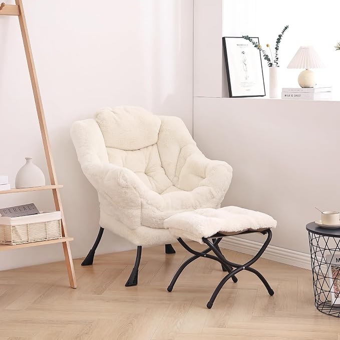 Lazy Chair with Ottoman, Comfy Accent Reading Chair - Image 5