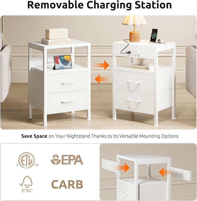 Lazzanto Night Stand with Charger Station - Image 3