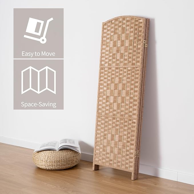 HALLYBEE Short Room Divider, Small Folding Privacy Screens, 3 Panel Natural | - Image 5