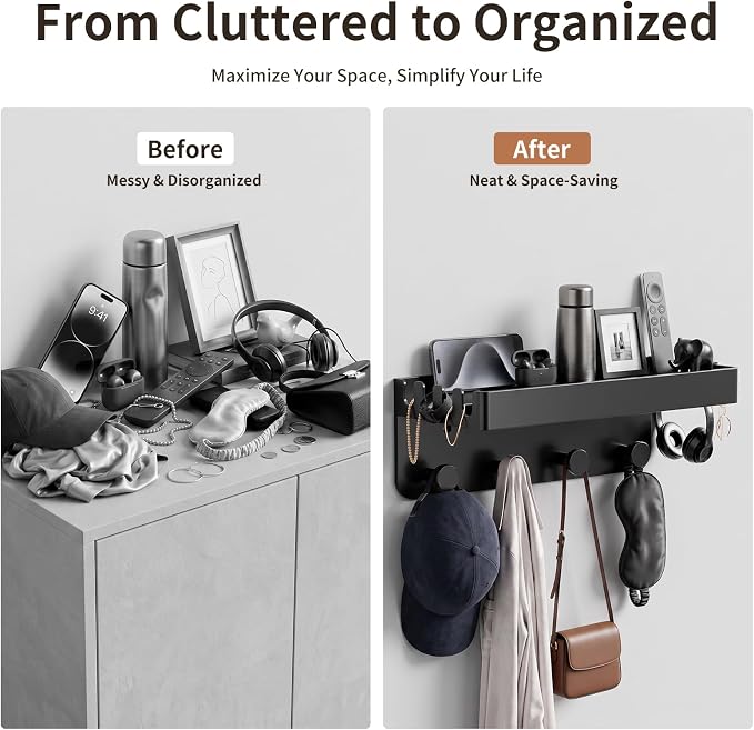Floating Shelves Bedside Shelf Stick On Organizer Dorm Essential | Space Saving - Image 4