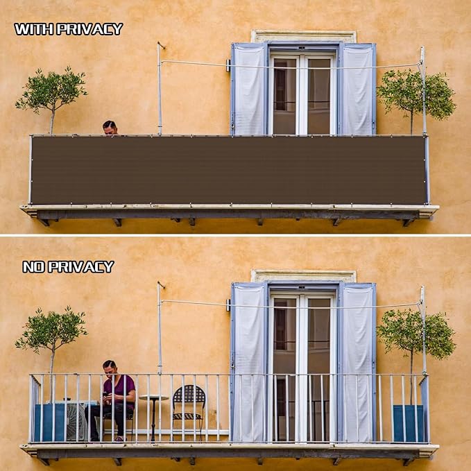 3'x10' Brown Balcony Privacy Screen Fence Windscreen 90% UV Block | 90% privacy - Image 5