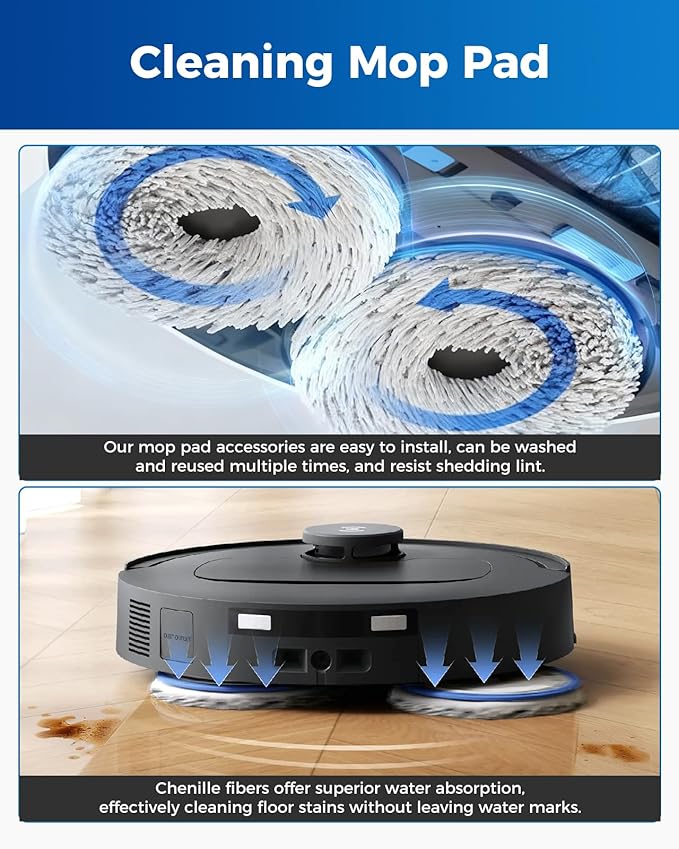 Yivy 27PCS Accessories Kit for Ecovacs Deebot T30C Omni/T30C Omni Gen2 Robot Vacuum Cleaner: 1 Main Brush, 6 Side Brushes, 6 Dust Bags, 4 HAPE Filters, 8 Mop Pads, 2 Cleaning Brushes