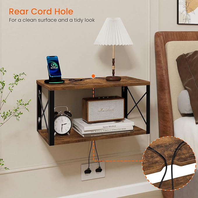 Floating Nightstand, Wood Floating Bedside Table - Image 3