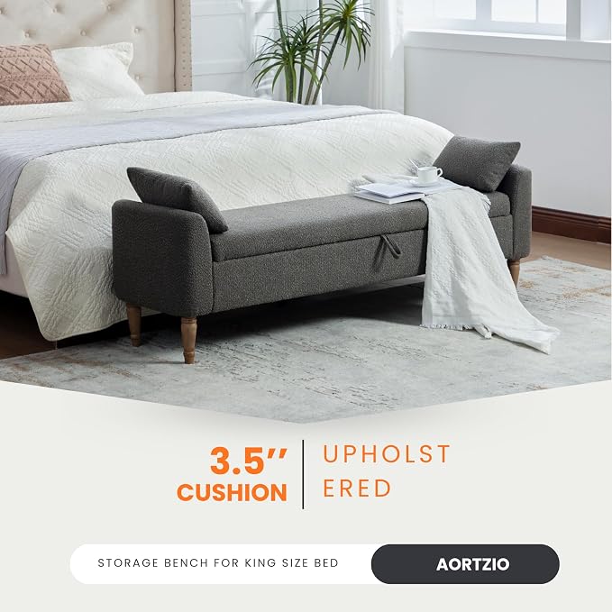 66" End of Bed Storage Bench for Bedroom - Image 5