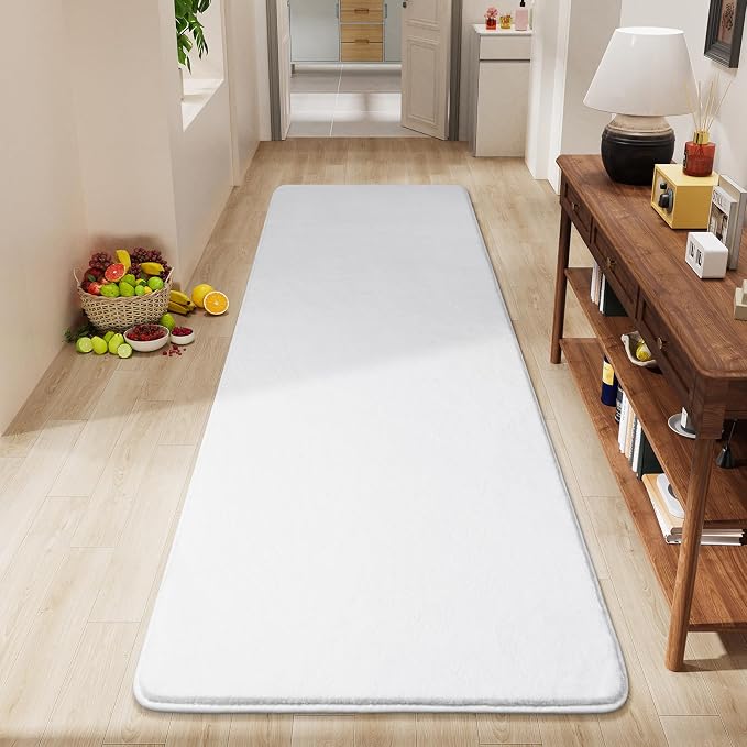 Modern Soft Hallway Runner Rug, 2x6 Feet White Washable Runner Rugs | Fluffy - Image 3