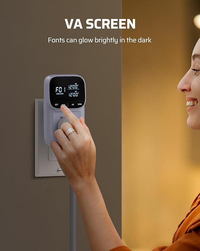 DEWENWILS Digital Temperature Controller, Heavy Duty 15A/1800W Thermostat Outlet Plug, VA Display Heating Cooling Control Timer, -40℉~210℉, Cyclic Timing/Countdown, for Greenhouse Incubator Homebrew