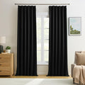Black Curtains Blackout 126 Inches Long, Luxury Faux Silk Polyester Pinch by KEQIAOSUOCAI