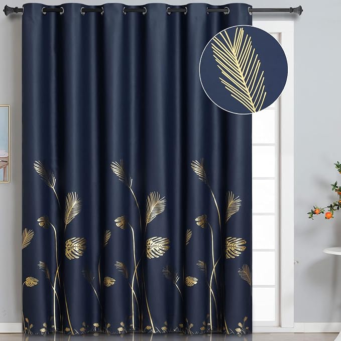 Blackout Curtain for Bedroom 80W x 96L Inch Long Palm Tree Thermal Insulated by ESTELARTEXTILER