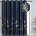 Blackout Curtain for Patio Door 80W x 84L Inch Long Gold Palm Tree Pattern by ESTELARTEXTILER
