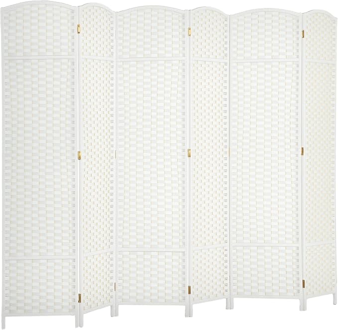 HOMCOM Room Divider Folding Privacy Screen 5.6' Tall Home Office White | by HOMCOM