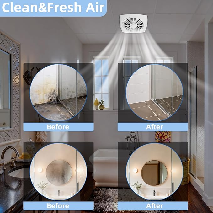 8 Inch Bathroom Exhaust Fan Ceiling Mount 200 CFM 8.5 Sones Kitchen Exhausts Fans,505 Exhaust Fan for Broan-NuTone,Vertical Discharge Ceiling Ventilation Fan for Bathroom Kitchen Laundry Room Garage