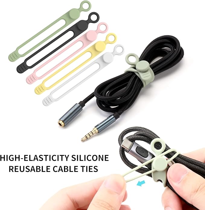 UMUST 35Pcs Silicone Cable Ties, Cable Management Cord Organizer 5Colors | - Image 2