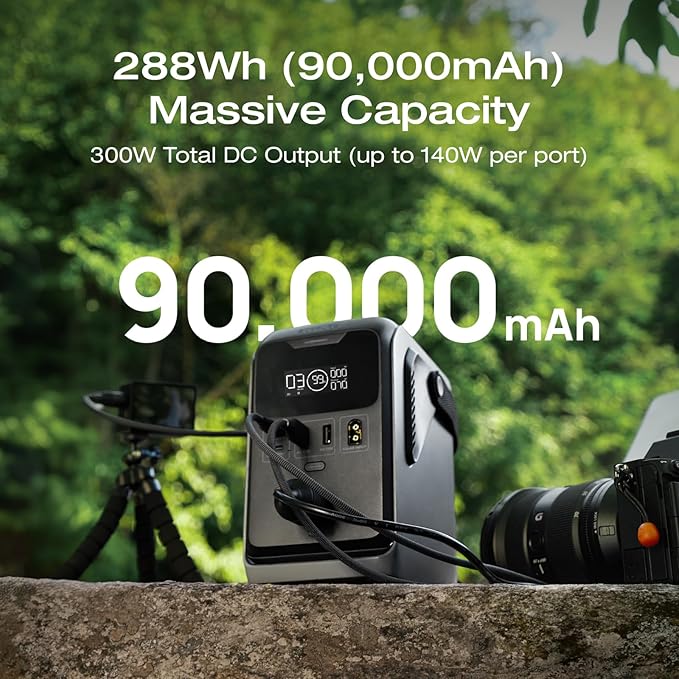 EF ECOFLOW TRAIL 300 DC Portable Power Station with Camping Lamp, 288Wh LiFePO4 Power Bank, Solar Generator, for Camping, Travel, and Emergency Power