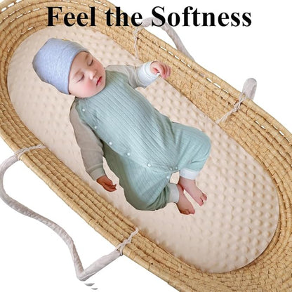 Dot Bassinet Sheet Set 2 Pack Stretch Fitted Cradle Sheets,Ultra Soft,Universal Fit Oval Rectangle Hourglass Pad/Mattress, for Baby Girls and Boys Cream, Rabbit