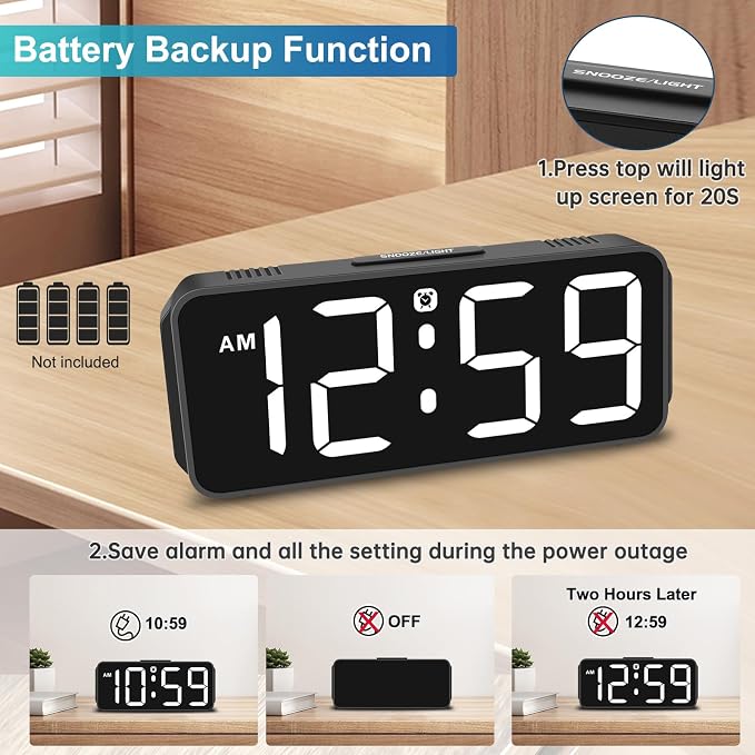 Peakeep Small Compact Digital Alarm Clock Plug-in - Image 5