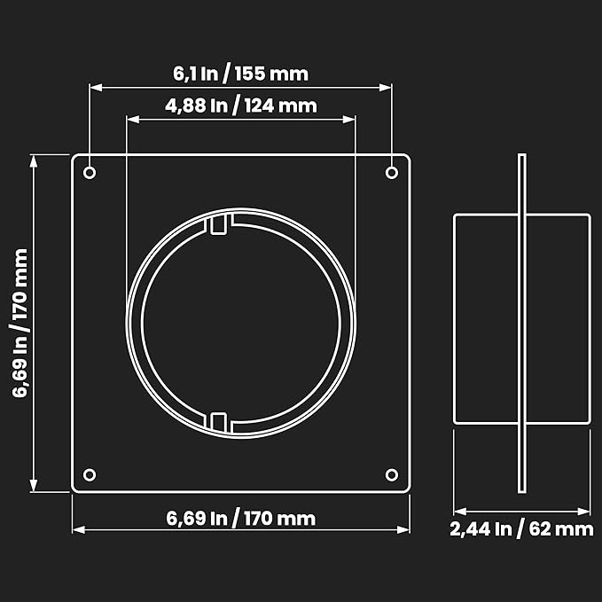 5" Inch Pack of 2 Duct Connector Flange - Plastic Straight Pipe Flange for Heating Cooling - Inlet Outlet Ventilation System - Ducting Coupling Wall Plate - Assembly Joint Set (125mm)