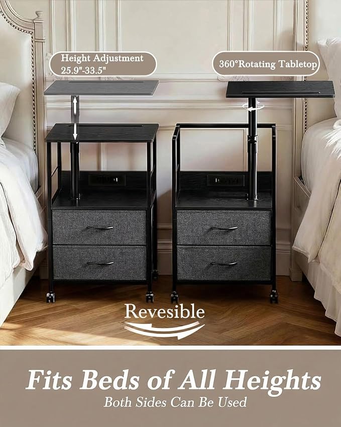 Faesun Swivel Lift Top Nightstand - Image 3