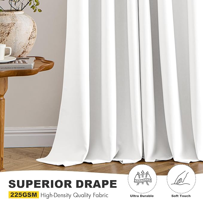 MIULEE Blackout Curtains for Bedroom 2 Panels 34 x 45 Inch Long Pure White | - Image 5