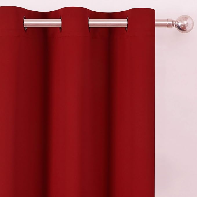 Blackout Curtains 66 x 95 inch/Red Curtains Set of 2 Panels/Thermal Insulated - Image 7