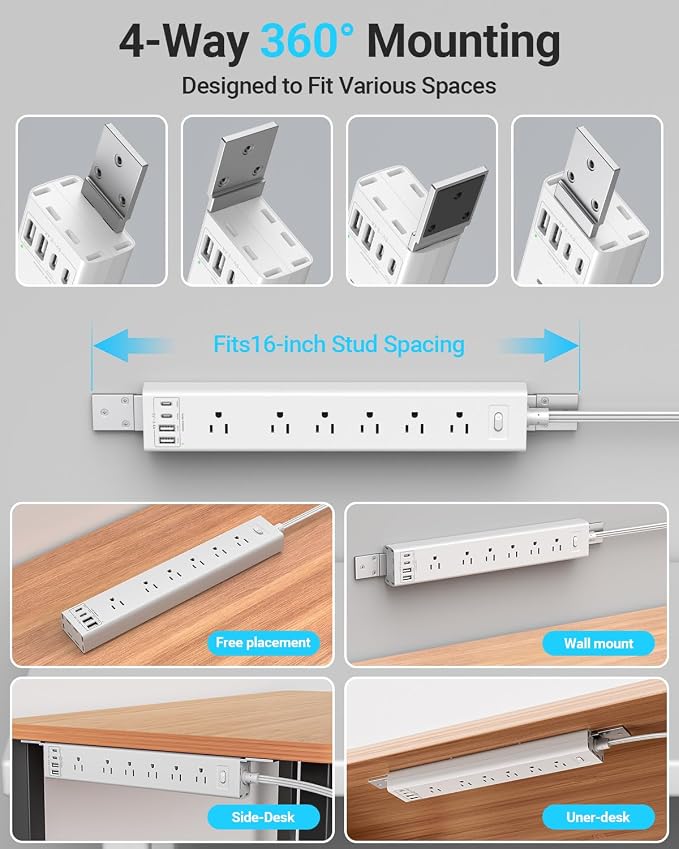 360° Mountable Surge Protector Power Strip - Image 5