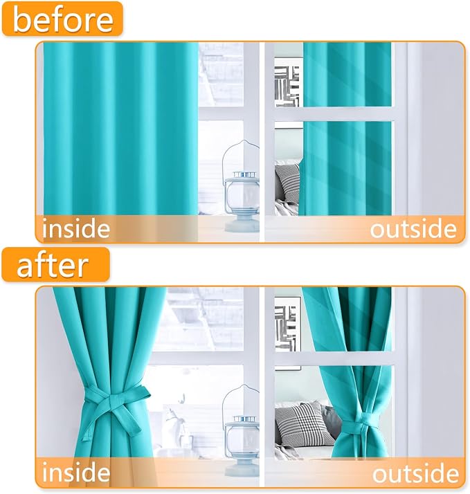 Blackout Curtains for Bedroom, 42 x 84 Inches Long, Turquoise | Thermal - Image 4