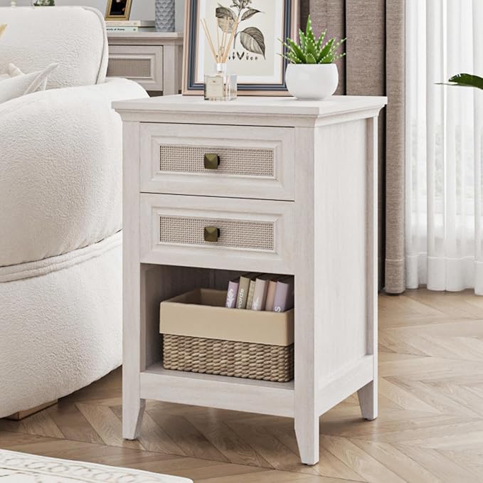 RoyalCraft Rattan Nightstand for Bedroom, Tall Bedside Table - Image 7