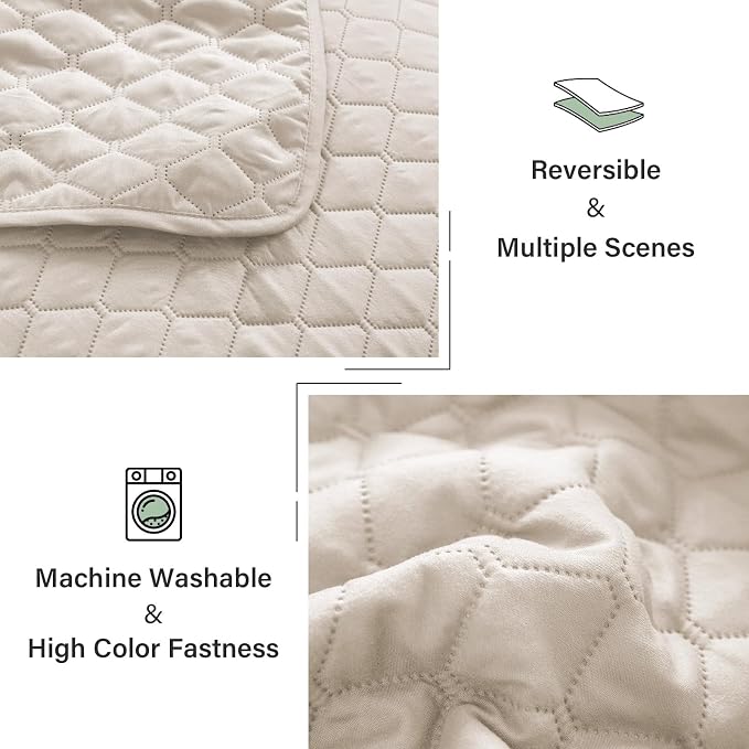 Exclusivo Mezcla Reversible California King Quilt Set, Brich Beige | - Image 6