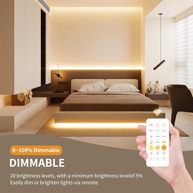 Pandery CCT LED Controller Kit,iOS/Andriod App Control 2.4G RF Wireless Remote Control,CCT LED Controller/Dimmer,for 2PIN CCT LED Strip Light,with Timing Function,Music Mode,Group Control