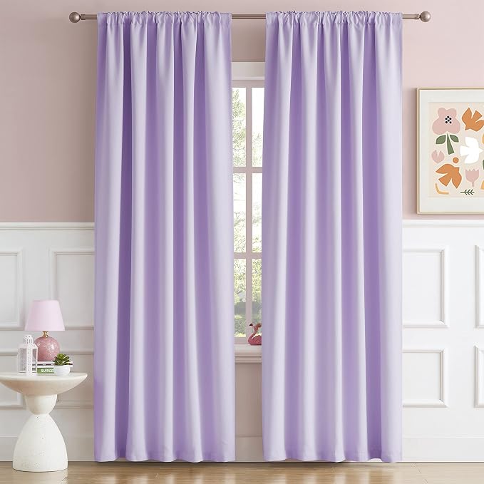 Lavender Curtains Room Darkening，Rod Pocket and Back Tab Thermal Insulated - Image 2