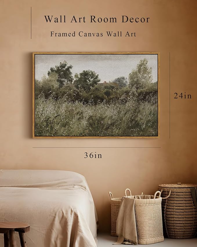 InSimSea Framed Canvas Wall Art, Countryside Field Modern Farmhouse Decor - Image 5